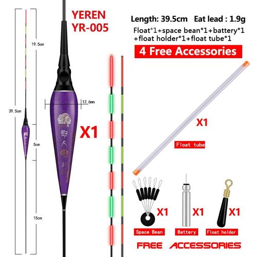 Flotteurs De Pche  La Carpe En Eau Peu Profonde,Boue lectrique De Caractre Composite,Accessoires De Matriel De Nuit Shoous Boya River Lake - Type Model N 1piece