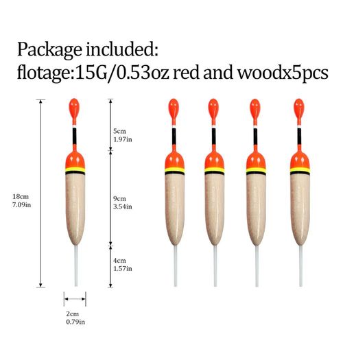 Flotteurs De Pche Slip Bobbers,Matriel De Pche,Eau Sale,Eau Douce,Tube De Drive,Crappie Bass,5 Pices,5g,15g - Type 5pcs 15g Wood