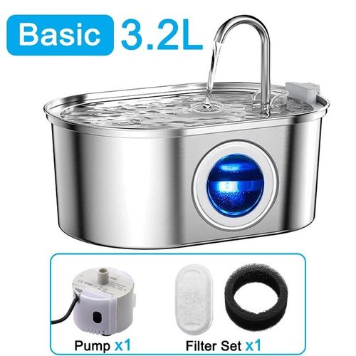 Fontaine  Eau Carre Existent En Acier Inoxydable Pour Chat Et Chien,Pompe Silays Euse Avec Fentre De Niveau D'eau De 3,2 L,2023 - Type B-Basic