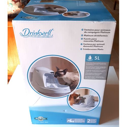Fontaine  Eau En Cascade Drinkwell Platinum 5l - Distributeur D'eau Pour Chat Et Chien - Dbit Rglable - Neuve Dans Son Carton D'origine Avec Mode Emploi Et 3 Filtres Neufs