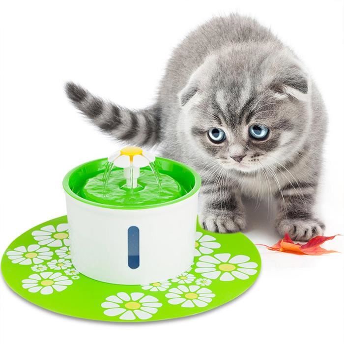 Fontaine A Eau Pour Chat Chien Fleur Avec Filtre 1 6l Bol Distributeur D Eau Silencieuse Hygienique Pour Chat Chien Oiseaux Vert Rakuten