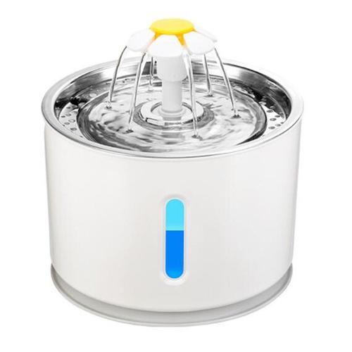 Fontaine  Eau Pour Chat Et Petit Chien 2.5l Distributeur Eau Pour Chat Silencieux Avec Plateau En Acier Inoxydable Filtre Automatiquement Et Veilleuse  Led