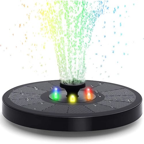 Fontaine Solaire Pour Bain D'oiseaux 3 W Amliore Avec Batterie 2000 Mah Et Lumires Led Colores - 7 Modes D'eau, Installation Facile