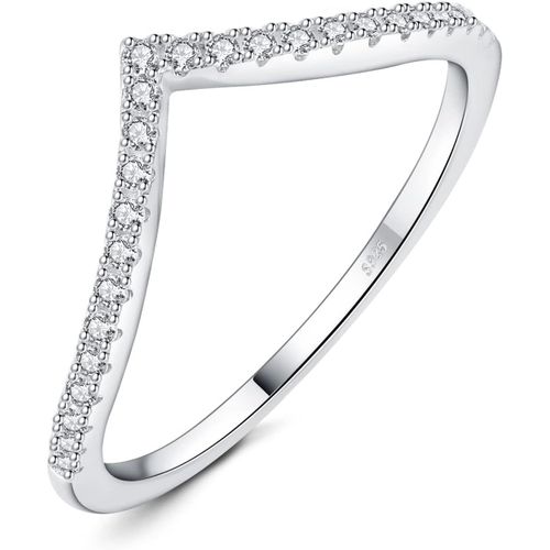 Forme V Love Cubic Zirconia Bague Taille Rond Pierre Argent Massif 925 Femme,Plaqu Or Jaune Or Rose Bague Diamant Simul Fianailles Mariage Promise Alliance,Ensemble Bijoux Mariee.[Y273]