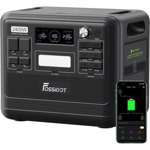 Fossibot F2400 Portable Electric Station, Electric Generator 2048wh Lifepo4 Battery Backup, 3 Outputs Ac 2400w (4800w Pic) 230v Rech