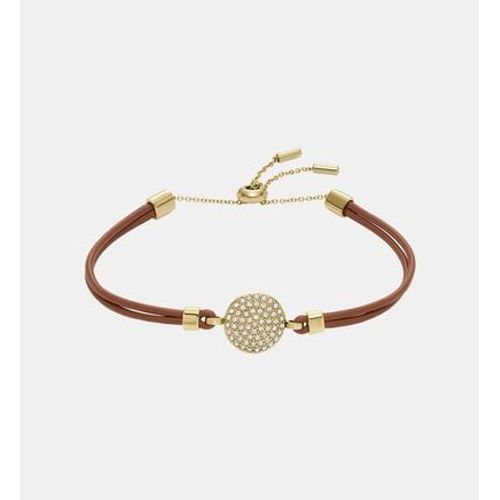 Fossil - Bracelet Sadie  Pendentif Rond Et Strass - Marron