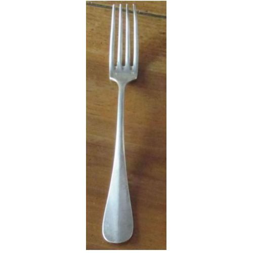 Fourchette Avec Poinon 60gr Surmont D'un Dessin Et Mtal Alliage Blanc-Poinon Supplmentaire Au Dos-Taille 21.5cm-Couvert D'argenterie Ancien Ayant + De 100 Ans-Traces Noires Et Patine Du Temps