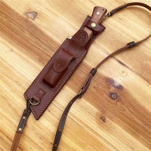 Fourreau de couteau en similicuir de vachette ray vintage,tanche,conception de verrouillage pour l'extrieur et la chasse (couteau non inclus) - Type knife sheath