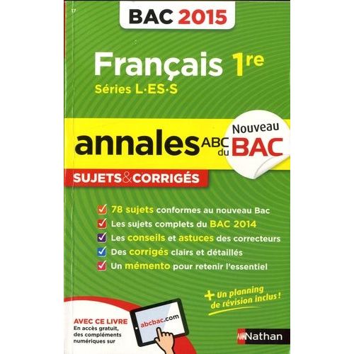 Franais 1e L-Es-S - Sujets & Corrigs   de anne cassou-nogus  Format Broch 