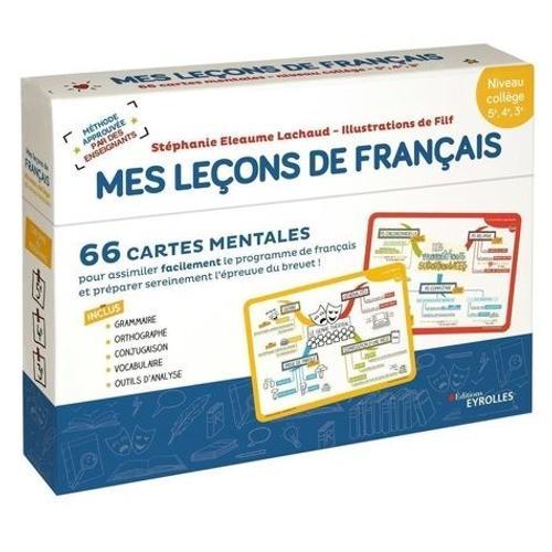 Franais 5e, 4e, 3e Mes Leons De Franais - 66 Cartes Mentales - Niveau Collge   de Eleaume Lachaud Stphanie  Format Bote 