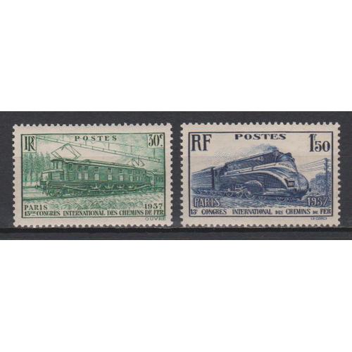 France, 1937, 13 Congrs International Des Chemins De Fer  Paris, N339 + 340, Neufs.