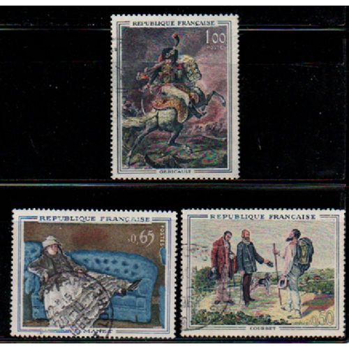 France 1962: Lot De 3 Timbres Reproduisant Des Oeuvres D'art.
