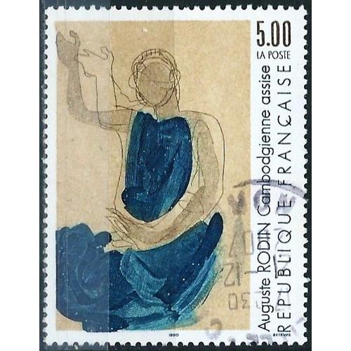 France 1990, Beau Timbre Yvert 2636, Uvre D'auguste Rodin, Cambodgienne Assise, Oblitr, Tbe.
