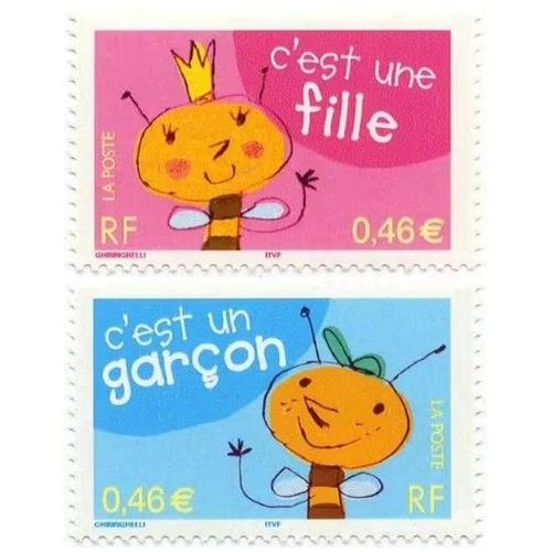 France 2002, Timbres De Naissance - Joyeux vnement, Trs Beaux Timbres Neufs** Luxe Yvert 3463 C'est Une Fille, 3464 C'est Un Garon. -