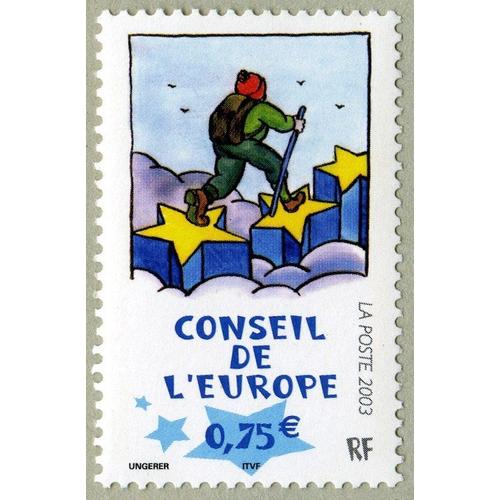France 2003, Trs Beau Timbre De Service Neuf** Luxe Du Conseil De L'europe, Yvert 127, Le Marcheur Sur Les toiles.