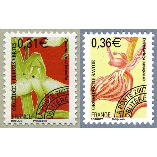 France 2007, Problitrs, Trs Beaux Timbres Neufs** Luxe Yvert 250 Orchide  Fleurs Vertes Et 251 Orchide De Savoie.
