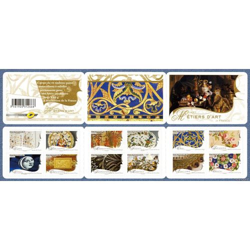 France 2009, Trs Belle Bande Carnet Neuve** Luxe Yvert 253, 12 Timbres Yvert 253  264, Mtiers D'art, Validit Permanente, Auto-Adhsifs, Collection Ou Affranchissement.