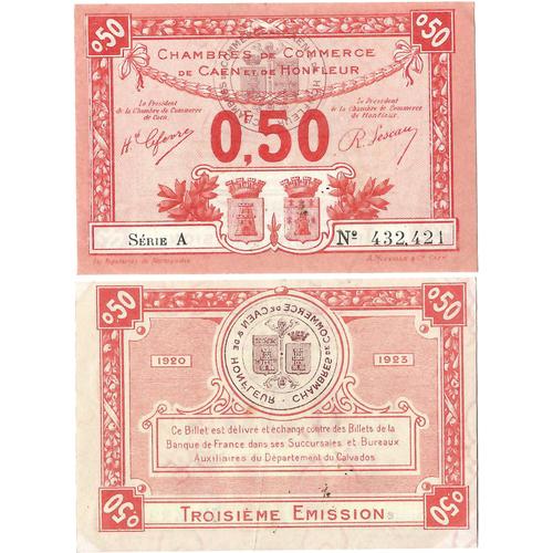 France - Billet - Chambre De Commerce De Caen Et Honfleur - 50 Centimes - 1920 - Jp.034.16 - 15-044