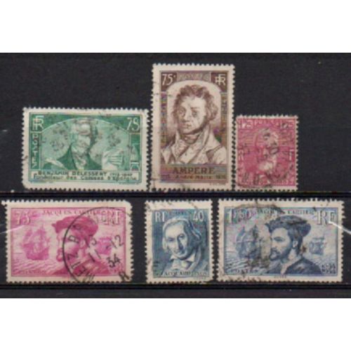France De 1933  1936: Lot De 6 Timbres Reprsentant Des Personnages Clbres.