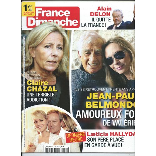 France Dimanche 07/06/2019,Jean-Paul Belmondo, Claire Chazal, Laeticia Hallyday, Alain Delon,Michel Sardou, Michletorr, Marc Lavoine, Mylne Farmer, Maxime Leforestier, Magloire, Plastic Bertrand