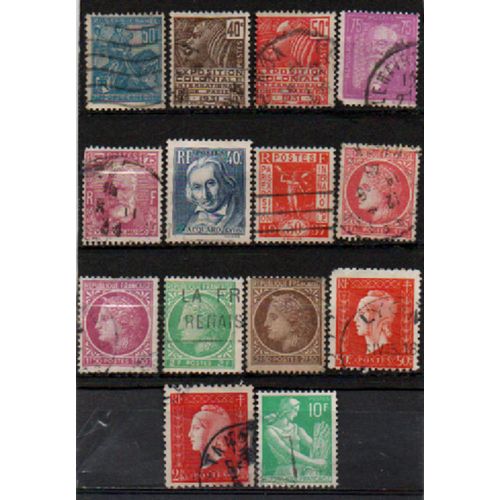 France: Lot De 13 Timbres De Petit Format Des Annes 1939  1959