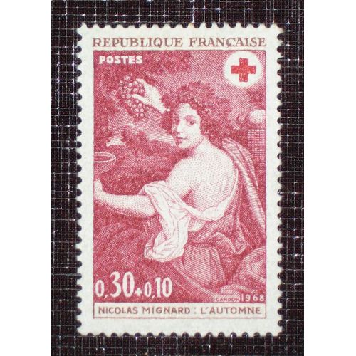France N 1581 Neuf Sans Charnire De 1968 - 30c+10c  LAutomne, Tableau De Nicolas Mignard (Croix-Rouge) 