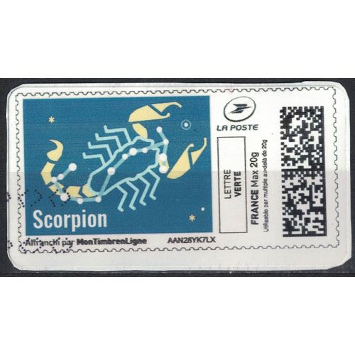 France Vignette Oblitre Sur Fragment Used Mon Timbre En Ligne Astrologie Scorpion Su