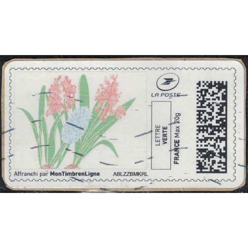 France Vignette Oblitre Sur Fragment Used Mon Timbre En Ligne Fleurs Su