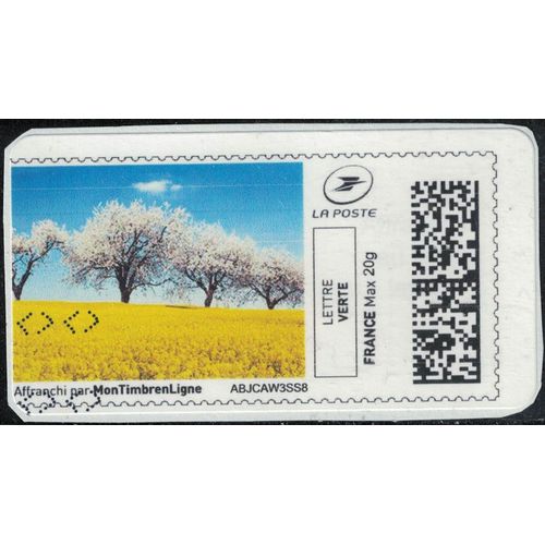 France Vignette Oblitre Sur Fragment Used Mon Timbre En Ligne Un Champ Fleuri Su