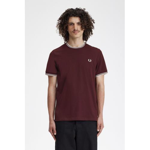 Fred Perry Twin Tipped T-Shirt Bordeaux Taille M