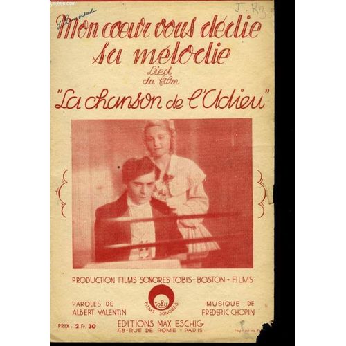 Mon Coeur Vous Dedie Sa Melodie/ La Chanson De L'adieu de Frederic Chopin Albert Valentin