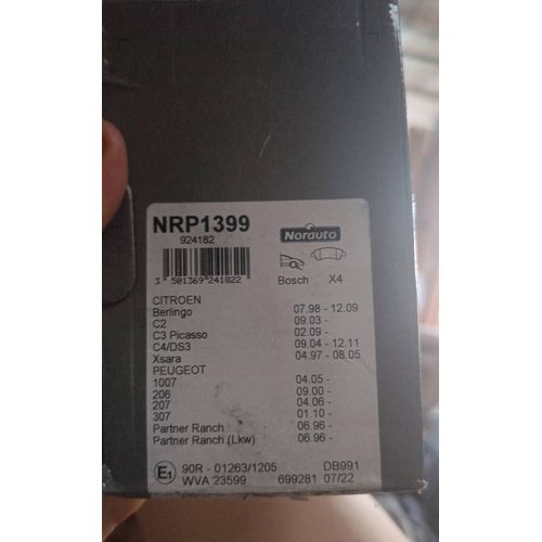 Plaquettes De Frein Voiture Norauto Nrp1399