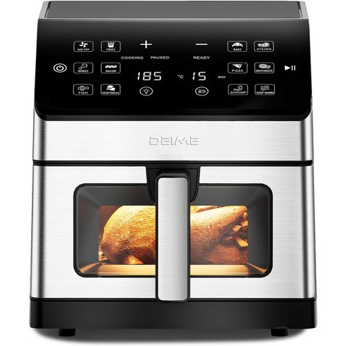 Friteuse  Air 6L Sans Huile 1500W Friteuses  Air De Grande Capacit Cuisinire Saine Avec 6 Prrglages, Fentre De Cuisson Visuelle, Panier Antiadhsif[AIR625349]