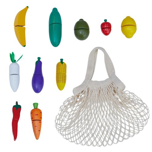 Fruits Et Lgumes Avec Filet  Provisions En Bois Enfant Avec Scratch  Dcouper Jeux D?Imitation Teamson Kids Tk-W00015