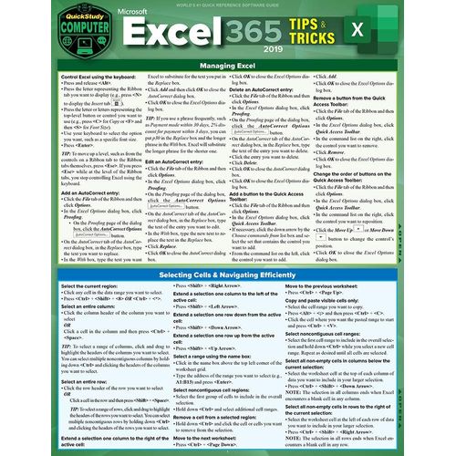 Microsoft Excel 365 Tips & Tricks 2019: A Quickstudy Laminated Software Reference Guide    Format Broch 