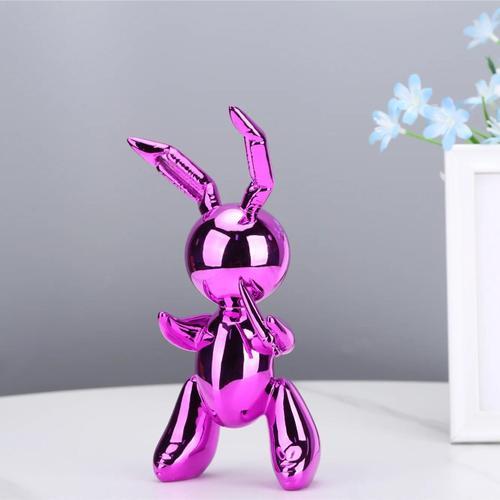 Fuchsia - 25cm - Statue De Lapin En Forme De Ballon, Sculpture En Rsine, Figurines'animaux, Dcoration Moderne Nordique Pour La Maison, Accessoires Pour Salon