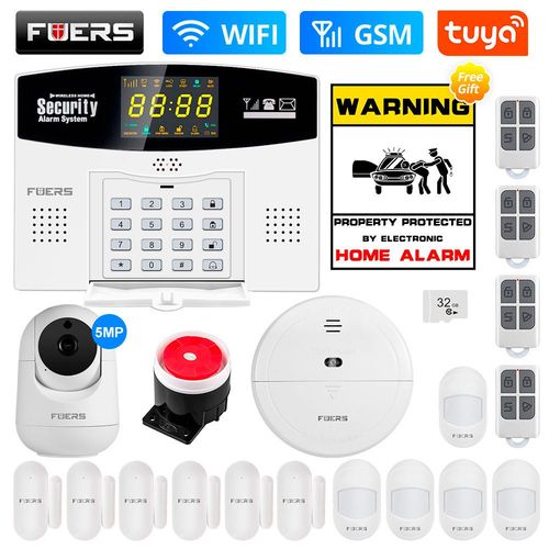 Fuers-Systme d'alarme intelligent Tuya,Wi-Fi,4G,101,433 Z successifs,sans fil,lien de zone filaire vers Alexa,Google,capteur de mouvement,camra IP - Type W210 WiFi GSM Kit 11