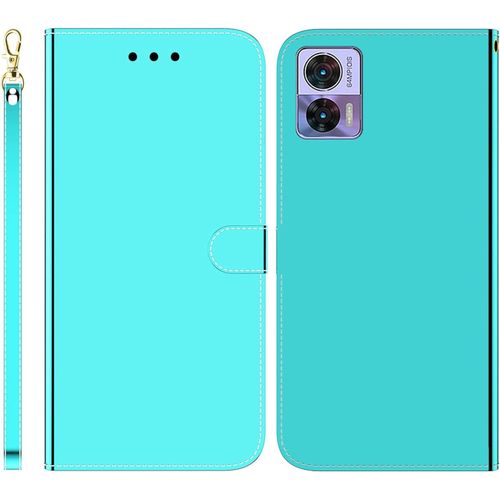 Funda Para Motorola Edge 30 Neo Imitacin Espejo Pu Cuero Case Cierre Magnetico Flip Billetera Carcasa Con Ranuras Para Tarjetas Y Soporte Plegable Cover Funda Para Motorola Edge 30 Lite,Verde