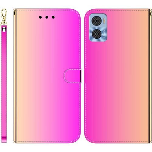 Funda Para Motorola Moto E22/E22i Premium Pu Cuero Billetera Case Imitacin Espejo Desgin Con Ranuras Para Tarjetas Soporte Plegable Cierre Magnetico Flip Carcasa Para Motorolamoto E22/E22i,Rojo