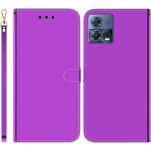 Funda Para Motorola Moto S30 Pro/Edge 30 Fusion Pu Cuero Folio Cartera Carcasa Ranuras Para Tarjetas Soporte Plegable Cierre Magnetico Imitacin Espejo Flip Billetera Case,Prpura