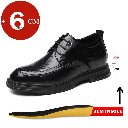 Fuqiao-Chaussures  Plateforme En Cuir De Vache Pour Hommes,lvateur,lvateur,Chaussures Imbibes,Recommand D'augmenter,Bureau,Affaires,Robe De Marie,6 Cm,8cm - 42