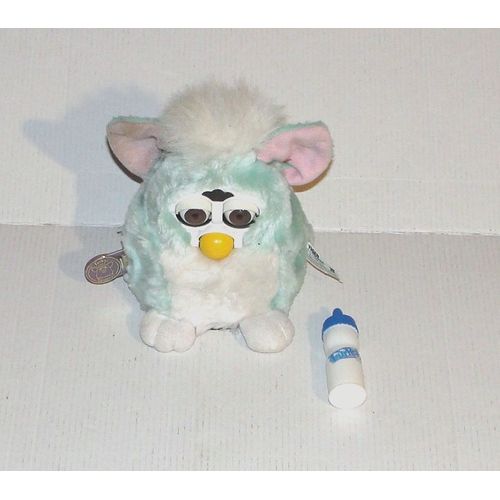 Furby Tiger Bb Bleu Clair Crte Blanche Peluche Interactive Vintage