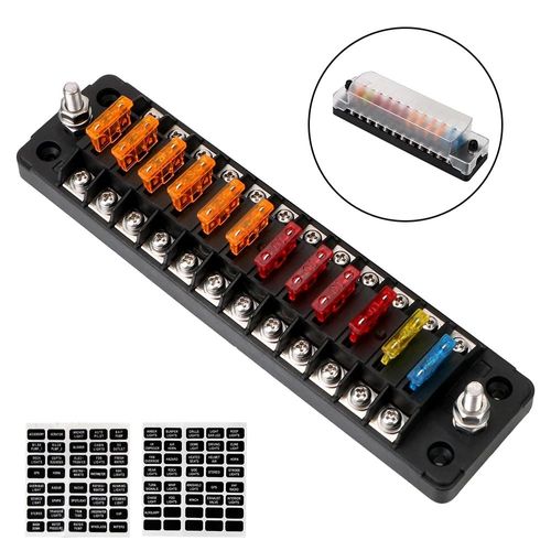 Fusibles Ignifuges Pour Voitures,Fusibles Doubles,Porte-Bote,Auto,Marine Trike,Feux De Nuit  Lame,6 Voies,12 Voies,32v,75a - Type 12 Ways