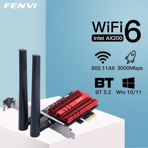 FV-AX3000R - Adaptateur Wifi 6 Double Bande Intel Ax200, 3000 Mb/s, Carte Wi-fi 802.11ax 2.4g/5ghz, Pour Ordinateur De Bureau, Pcie Sans Fil, Bluetooth 5.0