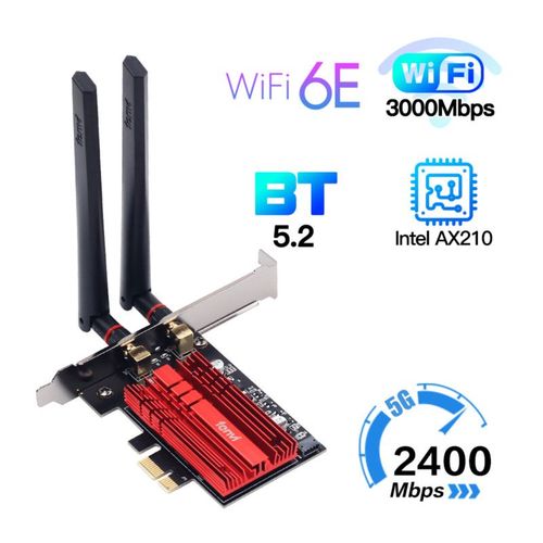 Fv-axe3000 - Carte Wi-fi 6e Ax210 Pcie, Adaptateur Wi-fi Sans Fil, 2.4ghz/5 Go/6 Go, Bluetooth 5.2, 802.11ax, Intel Ax210ngw, Pour Ordinateur De Bureau, Windows 10