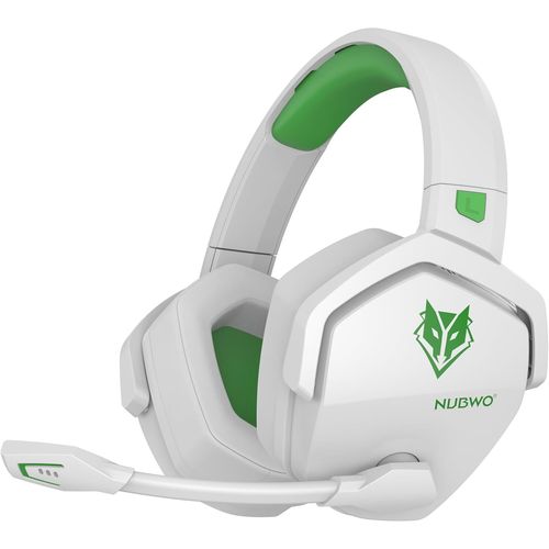 G06 Double Casque Gaming Sans Fil Avec Microphone Pour Ps5, Ps4, Pc, Ns, Mobile: 2,4 Ghz Wireless + 5,3 Bluetooth - Batterie De 100 Heures - Pilotes De 50mm - Blanc/Vert