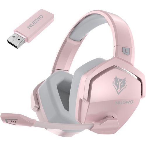G06 Double Casque Gaming Sans Fil Avec Microphone Pour Ps5, Ps4, Pc, Ns, Mobile: 2,4 Ghz Wireless + 5,3 Bluetooth - Batterie De 100 Heures - Pilotes De 50mm - Rose