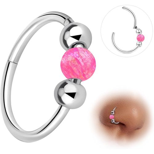 G23 Titane Piercing Nez Anneaux Piercing Oreille Helix Conch Argent Septum Piercing Anneaux De Cartilage Tragus Daith 18g 8mm Hypoallergnique Blanc Bleu Rose Opale Anneau Nez Piercing Femmes
