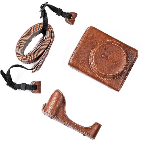 G7X G7X II G7X III Vintage Leather Camera Case Cover For Canon PowerShot G7X G7X Mark II G7X Mark III DSLR Camera Protective Case With Strap,Brown,Vintage.[I44]