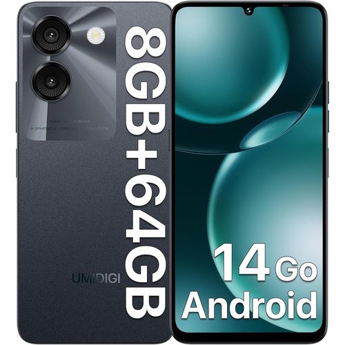 G9A Smartphone, Android 14 Go Telephone Portable, 8Gb+64Gb/1Tb Tlphone, 6.75''Hd cran, 4G Double Sim Tlphone Portable, Octa-Core Processor/13Mp+8Mp Camras/5000Mah Batterie/Face Id